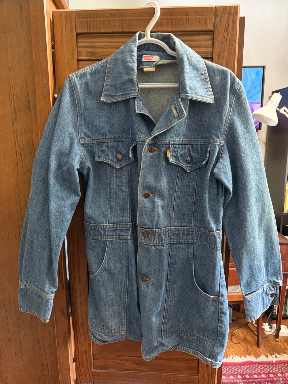 Vintage Levi’s Orange Tab Long Denim Jacket | Made in USA | Medium | Style 70671